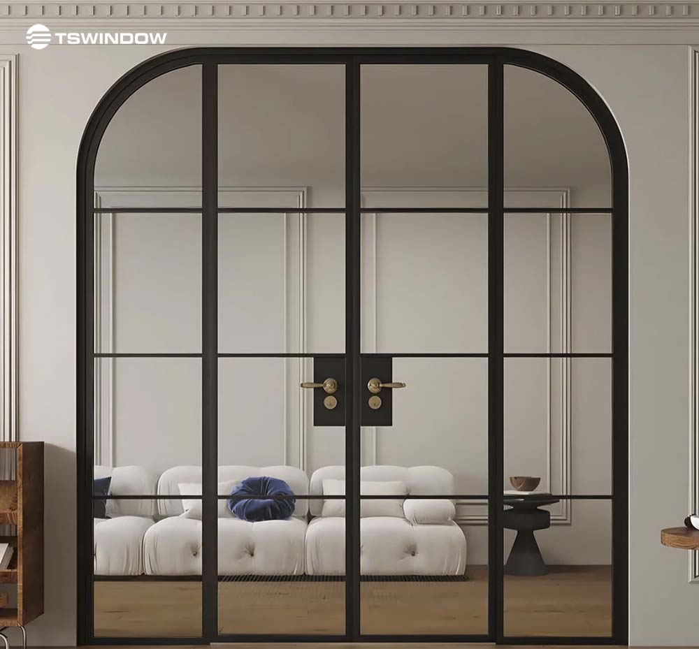 cửa nhôm kính phòng khách hệ slim 